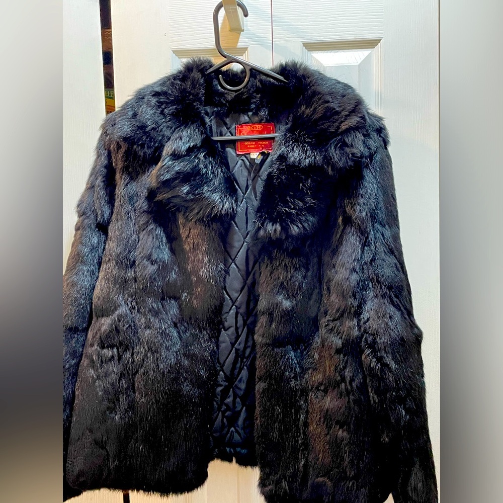 Vintage genuine French Rabbit fur jacket. Size 13/14.